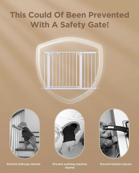 Adjustable 29.5 To 46 Inch Wide Baby Gate For Stairs And Doorways Extra Wide Auto Close Pet Gate, preventing home injuries.