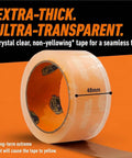 Crystal Clear Repair Duct Tape 1.88 Inch By 9 Yard Heavy Duty Weatherproof All Purpose Tape Tear By Hand with 48mm width shown