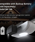 Check Out This Awesome Super Quiet Half Horsepower Garage Door Opener That Runs Smooth With A Whisper Quiet Dc Motor And Strong Chain Drive Built To Last Plus Includes A Wireless Keypad For Convenient Keyless Entry Anytime in front of a house with lighting indication.