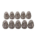 Top Pick Plasma Cutting Consumables Set With Copper Electrodes And Nozzles For AG60 SG55 CUT60 LGK60 60A Heavy Duty Torch Kit - 10 metal nozzles arranged neatly.