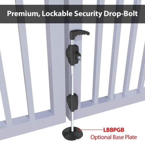 Lockable Security Drop Bolt For Wood And Vinyl Gates 24 Inch Length prevents dropping and dragging with retention grooves image