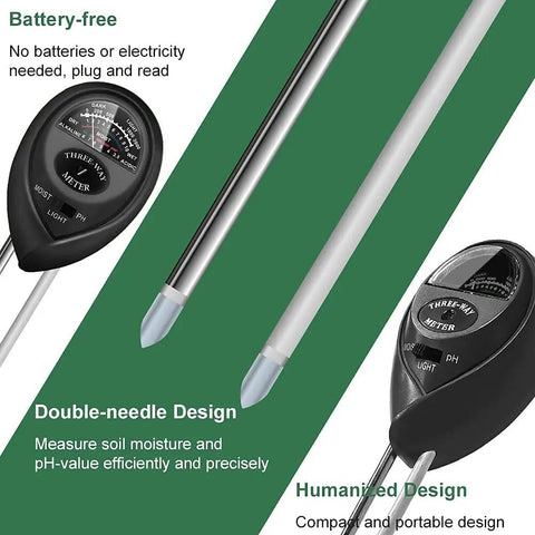 Close-up of Soil Tester Plant Meter Light Tester with double-needle design for gardening and lawn care use
