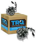 Front Left And Right Wheel Bearing And Hub Assembly Two Piece Kit For 99 06 Silverado Sierra 1500 4x4 And 01 06 Tahoe Yukon Suburban 4WD 02 Escalade AWD Ready To Install displayed with packaging