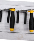 Heavy Duty Ceramic Tile Lifter And Gypsum Board Carrier Featuring Robust Antislip Clamps, black grips, and metal clamps for lifting tiles and drywall.