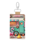 Slim PU Leather Key Wallet for Men and Women, Car Key Organizer with vibrant camping design, holds keys cards and cash