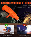 ARC Handheld Welder 110V IGBT Inverter with Digital Display Portable Hot Start MMA Welding Gun in use, sparks flying.