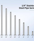 Premium 304 Stainless Steel Pipe Nipple Set With 1/4 Inch NPT Male Threads On Both Ends, 6 Inch Length, Built Tough SCH40