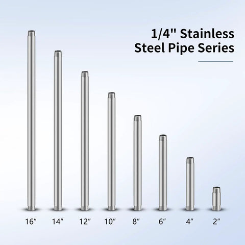 Premium 304 Stainless Steel Pipe Nipple Set With 1/4 Inch NPT Male Threads On Both Ends, 6 Inch Length, Built Tough SCH40