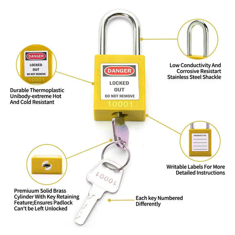 Heavy Duty Shop Grade Lockout Tagout Kit With Keyed Different Yellow Safety Padlocks And Tags For Electrical Breaker Plug Lockout Station Crew Tested Gear That Actually Stays On The Job