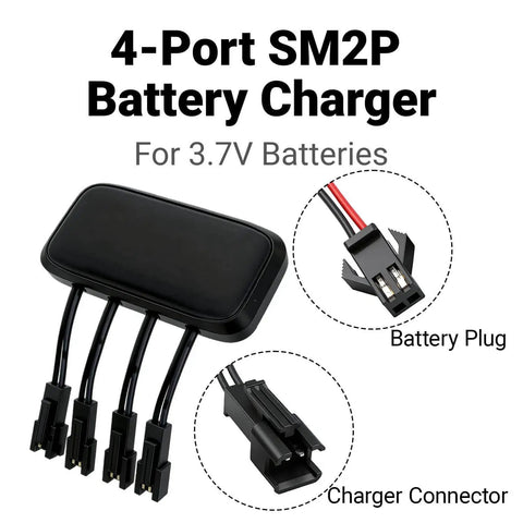 4-port SM2P 3.7V Li Ion Battery Charger With USB For RC Cars Boats Trucks Amphibious Stunt Toys Bazooka Rocket Blower Bubble