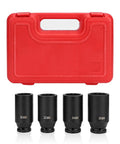 Pro Heavy Duty Impact Socket Set For Fastener Rotten Repair With 12 Point Adapter Kit To Fix Stripped Bolts And Nuts In Cars Or Trucks Quick And Easy Professional Grade Steel Tools, red case with 30mm 32mm 34mm 36mm sockets