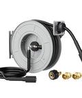 65Ft Pressure Washer Hose Reel Auto Retractable 3200 Psi Power Washer Reel Heavy Duty Wall Or Floor Mounted Silver Finish
