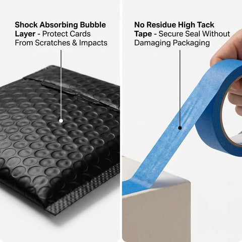 302 Pcs Trading Card Shipping Supplies Kit Ready To Ship With Heavy Duty Bubble Mailers And Card Sleeves, bubble mailer, tape