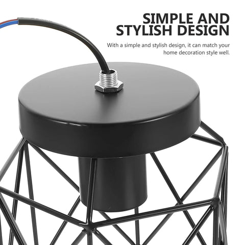 Real Deal Industrial Farmhouse Ceiling Light Rustic Iron Flush Mount With Bangin Hand Welded Metal Shades top view showing black metal fixture and wire.