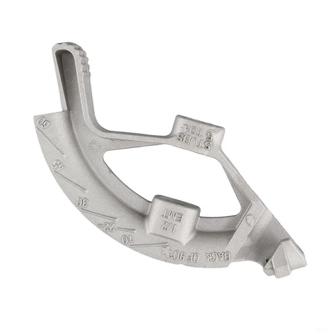Heavy Duty Aluminum 1/2 Inch Manual Emt Conduit Bender Head With 90 45 And 30 Degree Angle Markings For Quick Accurate Pipe Bending Easy Grip Design Perfect For Electricians, showing angle markings.