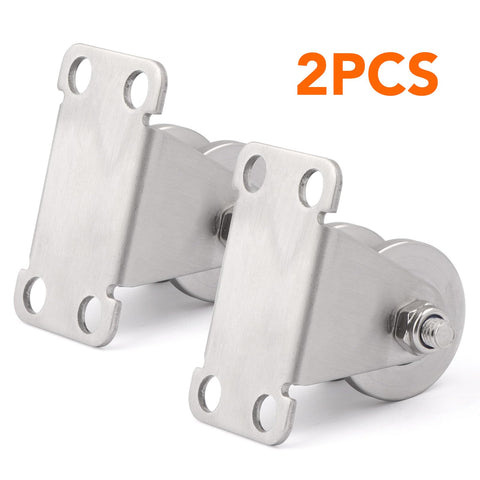 Two Pack Groove Wheel Pulleys For Wall Mount Cable Pulley Systems In 304 Stainless Steel With Duplex Bearings Includes Screws