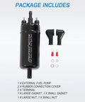 New Universal Inline High Pressure Fuel Pump 12V Gasoline Fuel Injection Replacement with connectors and hardware visible