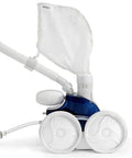 Polaris 360 Pool Cleaner with hose and bag, side view displaying wheels and connectors for Polaris 360 Pool Cleaner Hose Swivel And Nut Combo Kit Includes 2 Swivels And 4 Nuts 9-100-3002 9-100-3109 Replacement Parts For Polaris 360 Pool Cleaner.