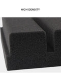 Kick Some Serious Noise To The Curb With This Top Notch Soundproof Acoustic Foam Panel Set Featuring High Density Wedge Wall Tiles. Close-up of high density wedge foam showing acoustical texture.