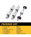Pro Grade CNC Ballscrew Kit With SFU1204 SFU1605 SFU2005 SFU2505 And 2 SBR Linear Guides SBR12 SBR16 SBR20 SBR25 Plus 4 Sliders For 3D Router CNC Milling, SBR25 set