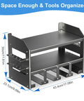 Wall Mount Power Tool Organizer Rack For Garage And Workshop Foldable Cordless Drill Hanger Electric Drill And Screwdriver Tool Rack Three Layers Four Slots Heavy Duty Carbon Steel Scratch And Rust Resistant Must Have Gear