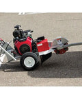 Heavy Hitter Stump Grinder With 20 HP Honda Engine And Electric Start Featuring Quick Side Discharge Frame and transportable design.