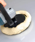 Using Eight Inch 100 Percent Natural Wool Buffing Pads Set Pro Grade with hook-and-loop backing on car surface