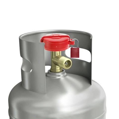 Four Pack Gate Valve Lockout Device Kit for 1 to 2.5 Inch and 2.5 to 5 Inch Valve Handles, secured propane tank lock