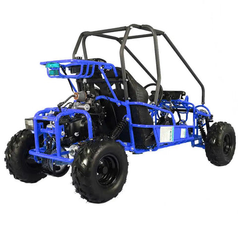 Blue frame of Gokart GK110 125cc Gas Powered Auto With Reverse Two Seater For Kids And Teens Black Durable Family Friendly Ride On