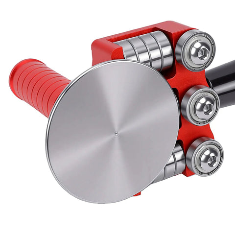 Close-up of Sheet Metal Roller 1 Station Bender for 90 to 180 Degree Bends showing handle and rollers, ideal for metalworking projects.
