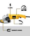 7 Inch Angle Grinder Kit With 13 Amp Motor And Carry Bag Includes Cutting Wheels For Heavy Duty Grinding And Fast Material Removal