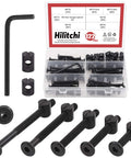 No Sweat Setup M6 Hex Socket Barrel Nuts 120 Piece Black Zinc Hardware Assortment Kit For Baby Crib And Furniture Build With 35Mm To 75Mm Screws That Grip Real Tight in plastic storage case.