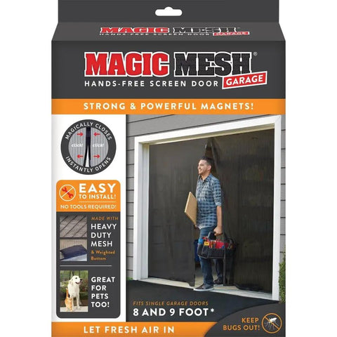 Hands Free Magnetic Door Screen For Double Doors Keeps Bugs Out And Fresh Air In Easy Install Mosquito Net For French And Sliding Doors Kid And Pet Friendly Black Size 109 By 84.5 Inches packaging showing man walking through screen door