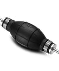 Heavy Duty Manual Bulb Fuel Transfer Pump For Quick Gas And Diesel Priming, 1/4 Inch Hose Kit shown from the side.