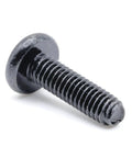 Close-up of a black metric self tapping screw, part of the Top Shelf Replacement TV Stand Screws Compatible With Samsung 6003-001334.