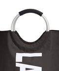Round Fabric Laundry Basket Hamper With Aluminum Handle Lightweight Black Laundry Bin For Dorms And Apartments Free Standing