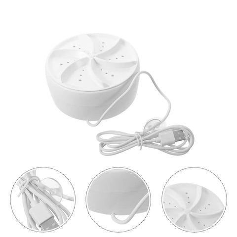 Hassle Free Turbo Washing Machine Spotless Spin Cycle Portable Laundry Washer For Dorms Rv Trailers And Tiny Apartments Quiet Auto Clean Clothes Dryer with USB power cable and circular design.