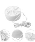 Compact Portable Mini Washing Machine Turbine Laundry Cleaner For Socks Undies And Delicates A No Sweat Quick Fix For Dorm Life RV Road Trips And Tiny Apartments top view with USB cord.