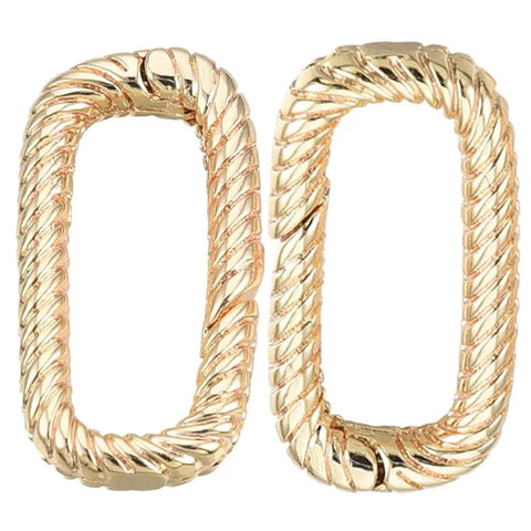 Eight Pieces Real 18K Gold Plated Brass Spring Gate Rings With Oval Clasps Carabiner Snap Hooks Keyring Buckles for DIY crafts.