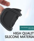 Four Piece Soft Silicone Door Latch Covers Featuring Self Adhesive Anti Rust Guards And Whisper Quiet Shutdown For Easy Car Truck Suv Fixes And Street Cred In Matte Black, close-up of black silicone latch cover.