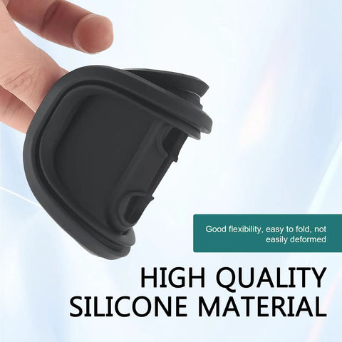 Four Piece Soft Silicone Door Latch Covers Featuring Self Adhesive Anti Rust Guards And Whisper Quiet Shutdown For Easy Car Truck Suv Fixes And Street Cred In Matte Black, close-up of black silicone latch cover.