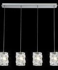 Lit Crystal Pendant Light 4 Light Modern Cluster Ceiling Fixture In Chrome With K9 Crystals And Stainless Steel Frame Finish Multi Angle Cut