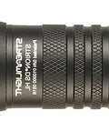 Rechargeable 700 Lumen Wicked Bright Flashlight With Dual Switch Controls And Ten Tap Programmable Modes High Medium Low Strobe For Tactical Duty With Battery Indicator And USB C Chargeable Without Charger Black, side view
