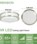 Super Bright Thirty Watt Dimmable Led Flush Mount Ceiling Light With Remote Round Fourteen Inch Fixture Three Color Temps