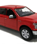 Ford F150 Lariat Crew Cab Diecast Model Truck 1 24 Scale Red With Real Rubber Tires Opening Front Doors Folding Mirrors