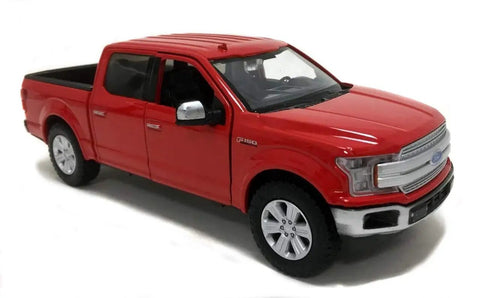 Ford F150 Lariat Crew Cab Diecast Model Truck 1 24 Scale Red With Real Rubber Tires Opening Front Doors Folding Mirrors