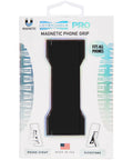 Premium Silicone Phone Strap Grip With Magnetic Mount And Kickstand For Smartphones And Tablets One Handed Texting And Selfies Waterproof And Easy To Clean Black On Black Base in packaging.