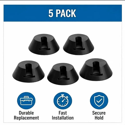 High Quality Top Tier Replacement Clamp Pads For Pocket Hole Jigs five black rubber pads arranged securely, easy installation.