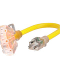 One Foot 12 Gauge 3 Wire Outdoor Extension Cord With Three Outlets Light Indicator Heavy Duty Weatherproof Yellow Cable