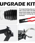Inner Tie Rod Boot Kit with Boot Clamp Pliers, rubber boot, metal clamp, pliers, for steering rack boots, DIY car repair tool.